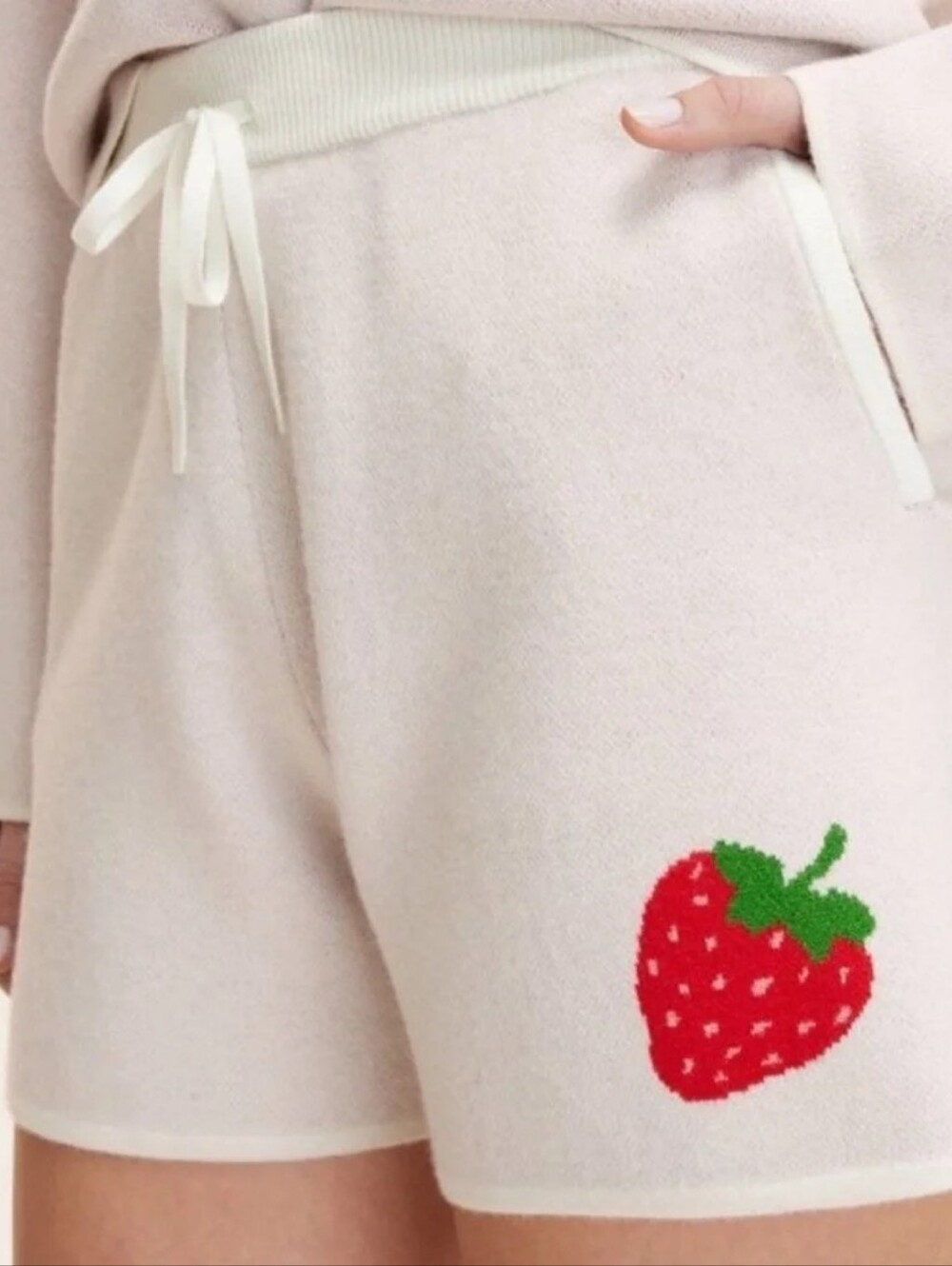 Kate Spade x Target Women's Embroidered Strawberry Sweater Shorts Cream 2XL Rare